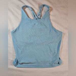 All In Motion Womens Blue Cross Strap Sports Bra W/Built In Shelf Bra Size Large